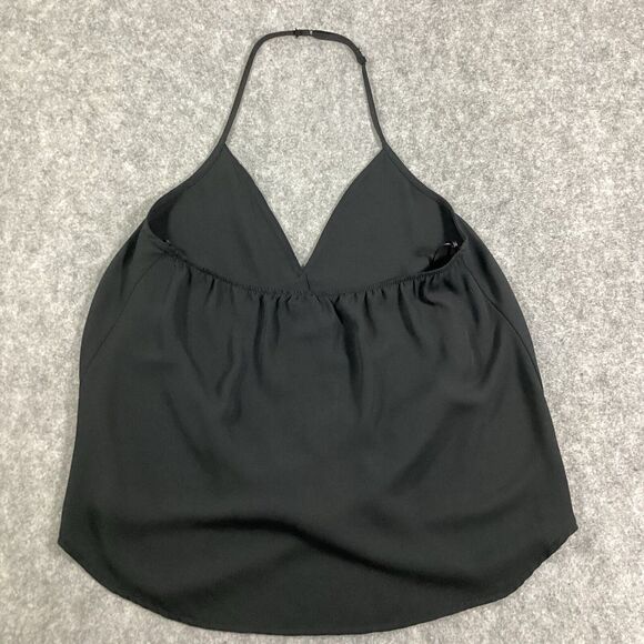 Aqua Black Halter V Neck Tank Blouse Size XS Slip On Camisole - Picture 5 of 8